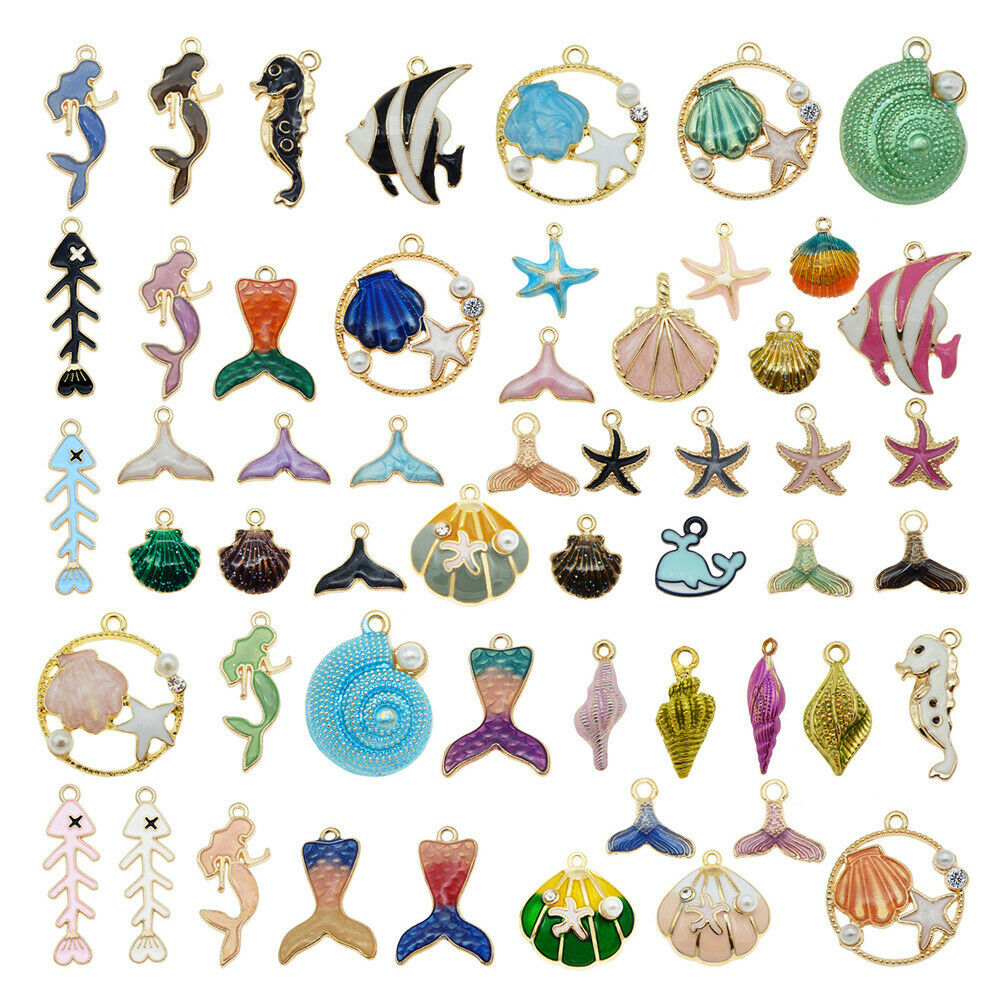 20PCS Colorful Enamel Shell Fish Sea Series Random Charms Pendant DIY Jewelry