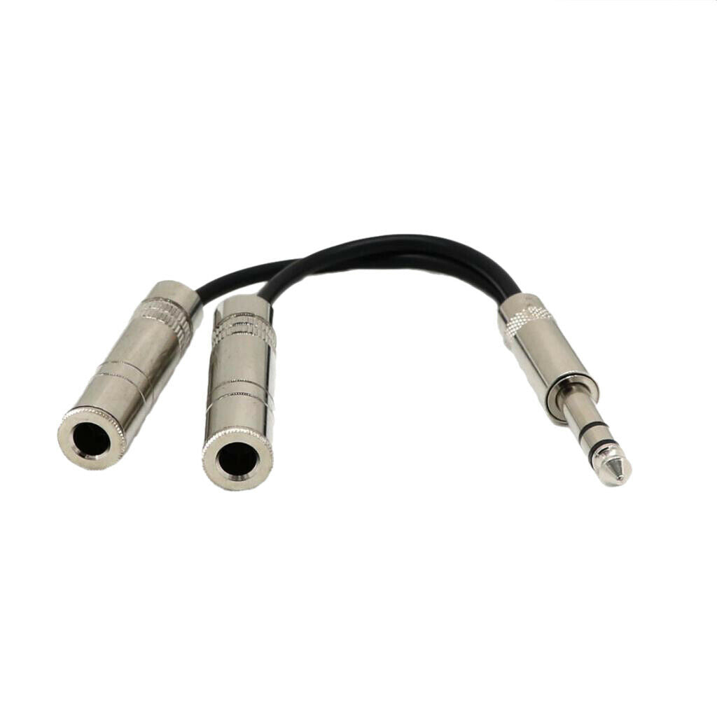 6.35mm Stereo Plug Male to Dual 6.35mm   Female Splitter Cable