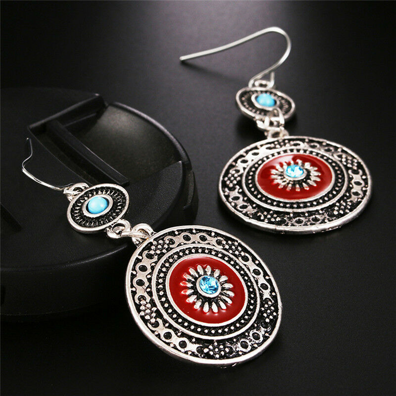 Bohemia Ear Stud Drop Dangle Earrings Long Ethnic Round Earrings Women Jewel Lt