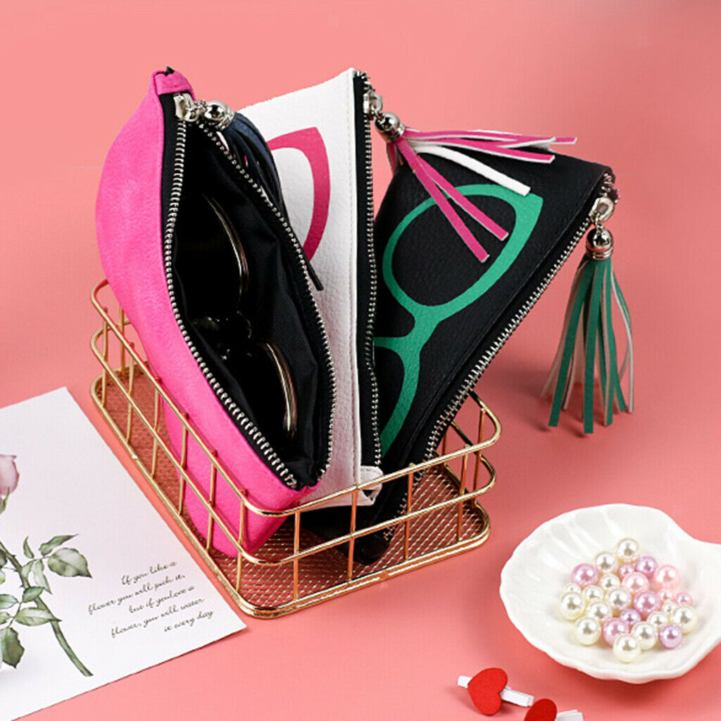 2x PU Leather Sunglasses Pouch Fringe Eyeglass Holder Storage Bag Dustproof