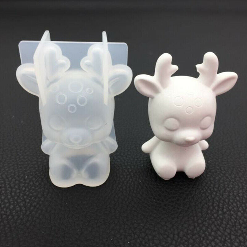 Transparent Mirror Elk Silicone Mold DIY Making  Silicone Mould Xmas Orna.l8