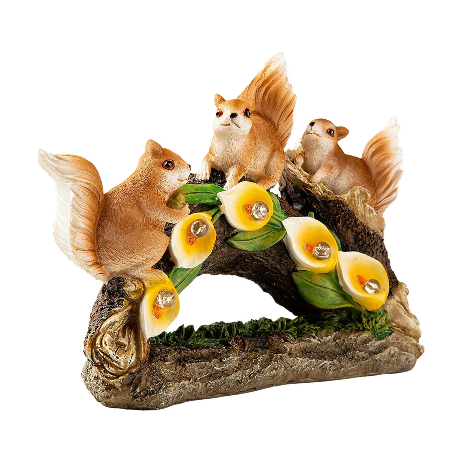 Squirrel Statue Waterproof Solar Powered for Garden Yard Ornament Fall Decor