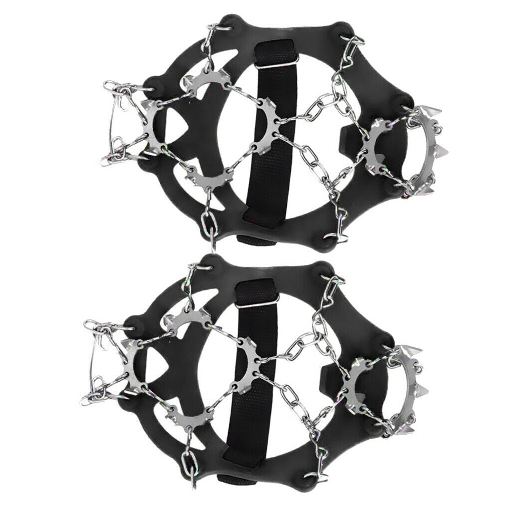 2 Pair 13 Tooth Ice Cleats Crampons Tiger-Shaped for Hiking Walking Jogging