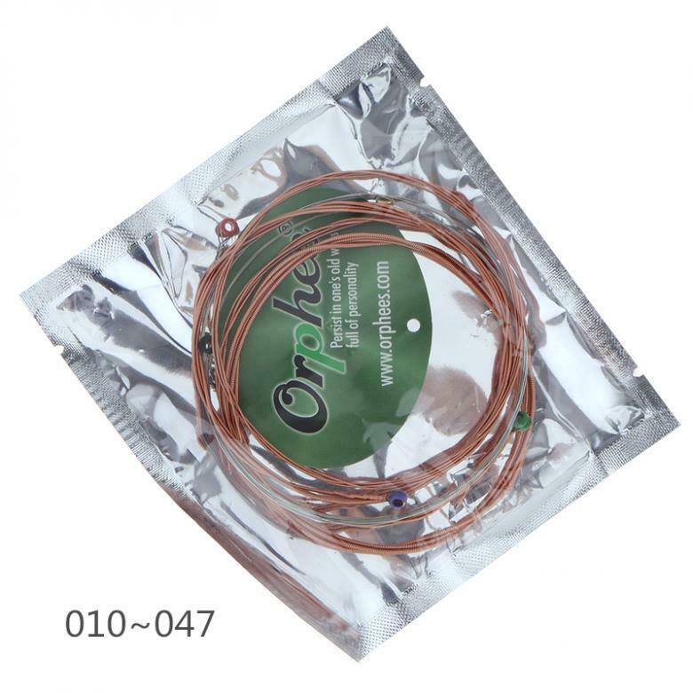 6Pcs Guitar String 010-047 Red Copper Strings Anti Rust Coat Full Bright Tone