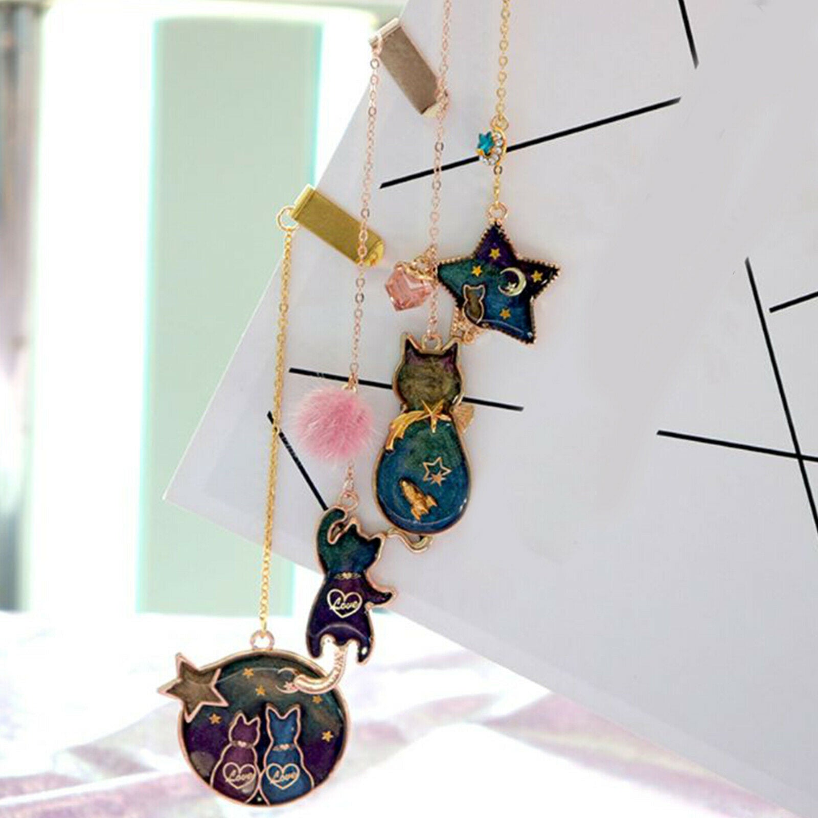 8pcs Cute Cat Open Bezel Pendants Frame Charms for Jewelry Findings DIY