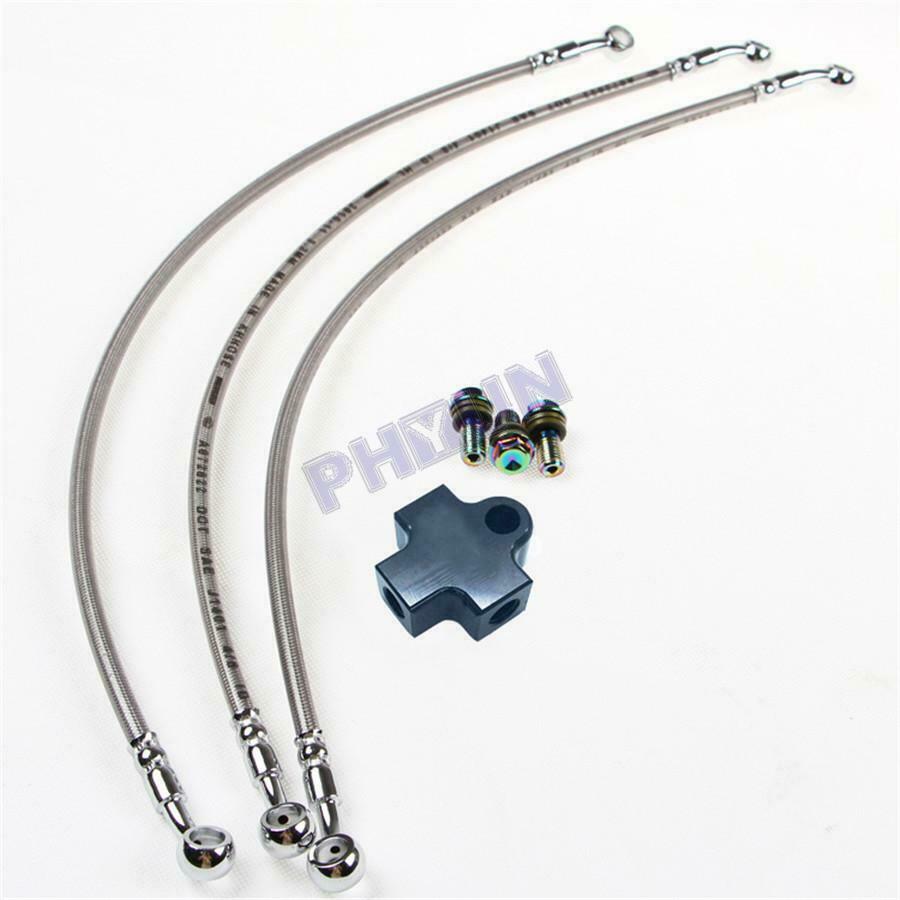 Motorcycle ATV Brake System 3 Way Adapter Hydraulic Brake Pipe Tee Connector