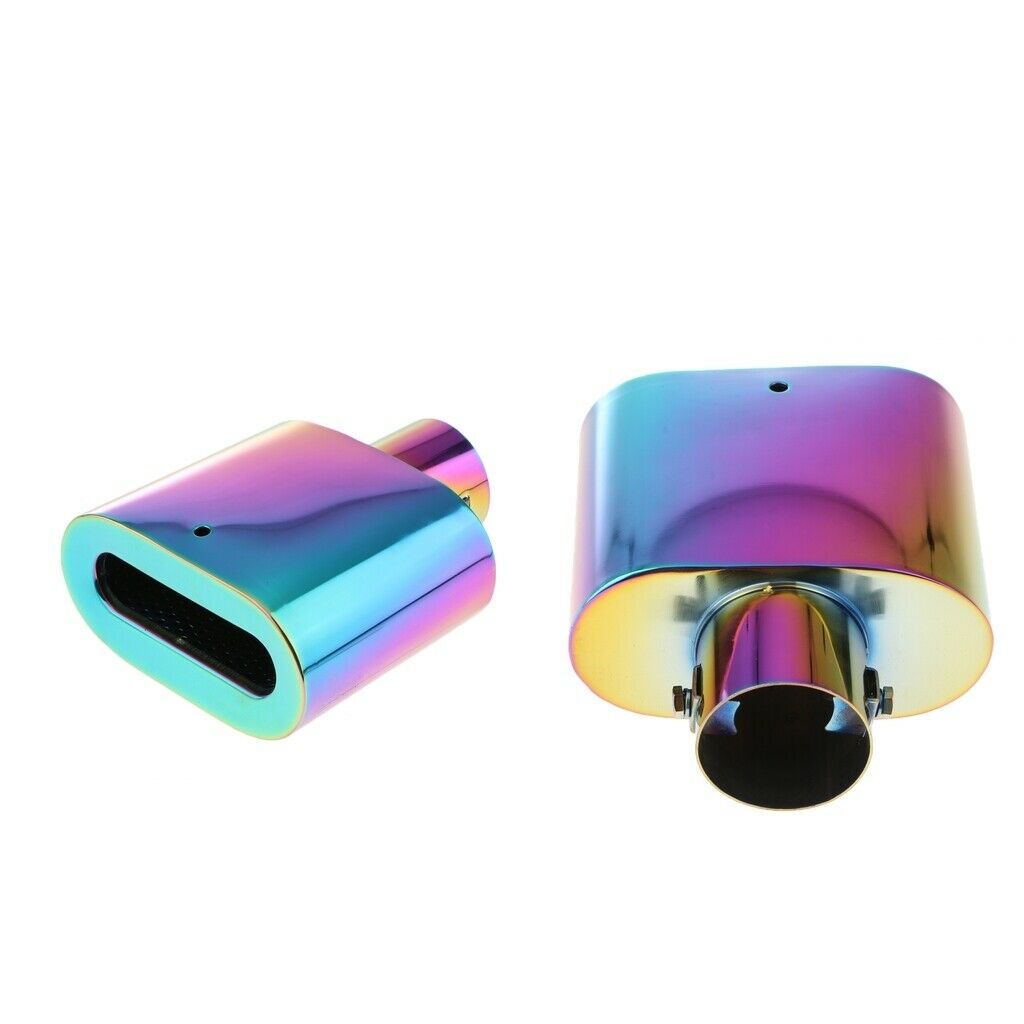 2PCS Car Truck Tail Throat Pipe Exhaust Pipe Trim Tips Muffler Pipe Colorful