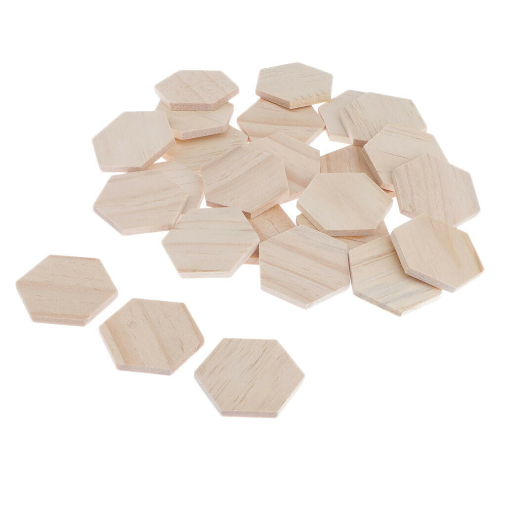 25pack Hexagonal Shape Wooden Pieces DIY Craft Embellishment for Cardmaking