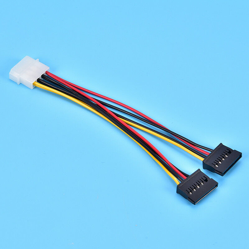 Molex to 2 SATA Dual Power Y Splitter Adaptor Cable Lead 2 Way 4 Pin -15 .l8