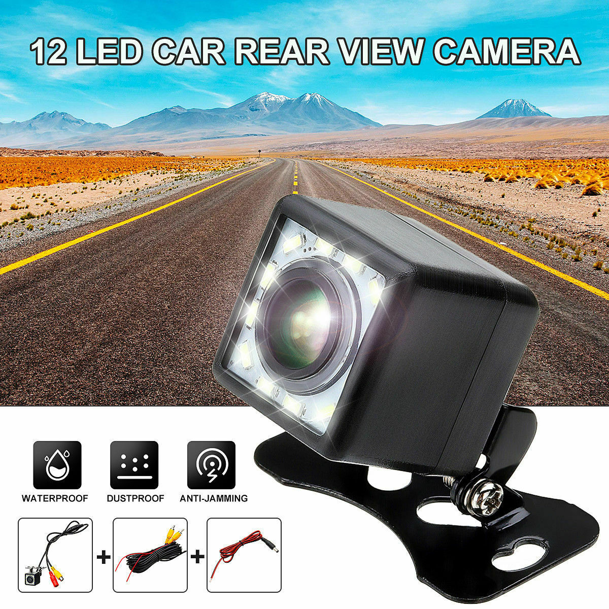 12 LED HD Car Rear View Reverse Backup Camera Parking Night Vision Waterproof