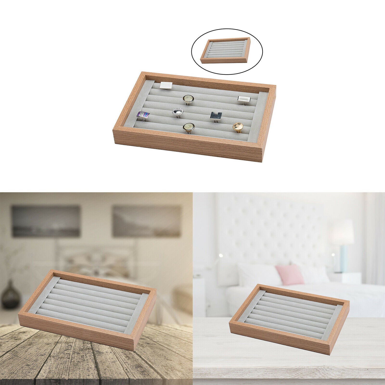 Wood Jewelry Trays Organizer Storage Showcase for Collectibles Bracelet