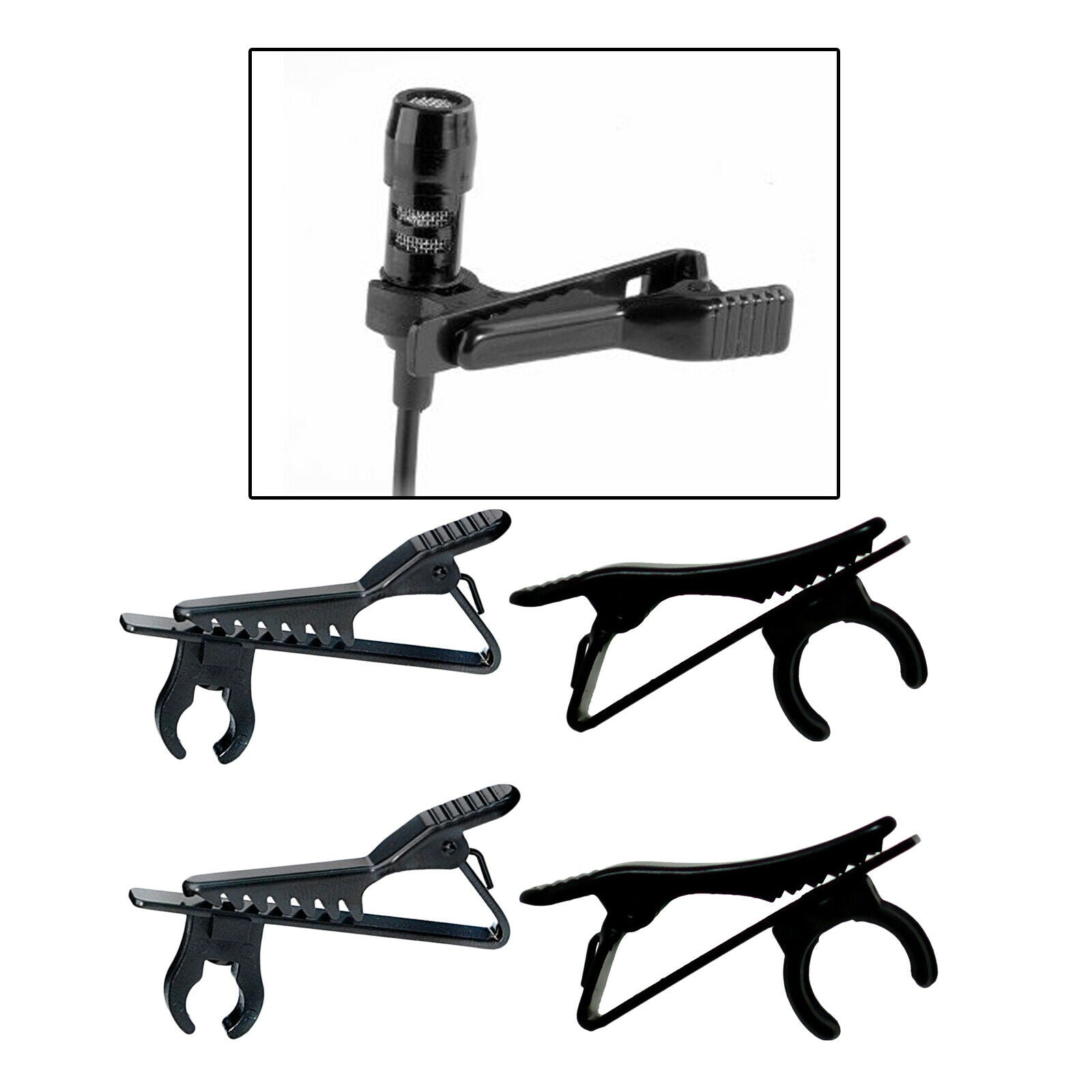 4 Pieces Mini Universal Mic Clips Lapel Collar Microphone Clip Clamp Holder