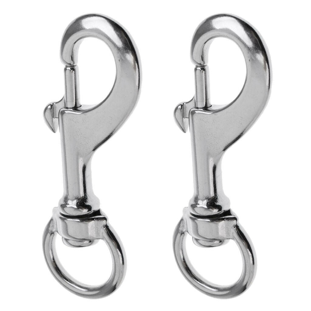 2x Stainless Steel Hook Ring Snap  Buckle Clip
