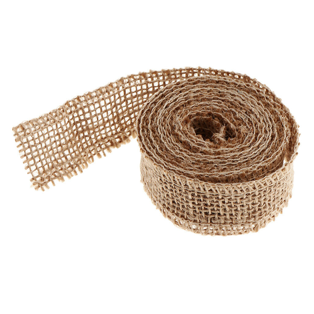 2 Meters Jute Burlap Hessian Ribbon Trim Tape Rustic for Wedding Craft 25mm