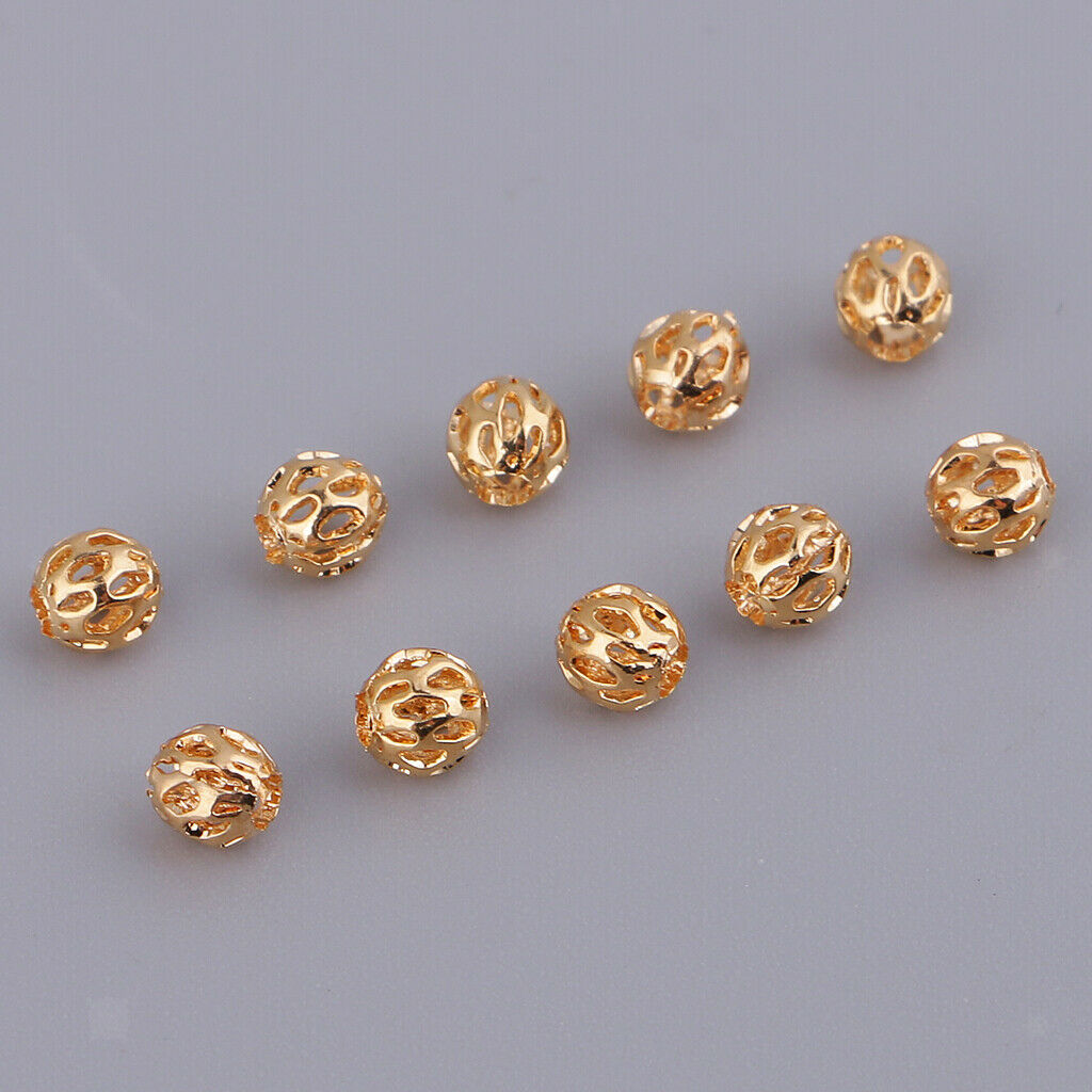 10pc 3.5mm Hollow Ball Flower Beads Charms Filigree Spacer Beads DIY Jewelry