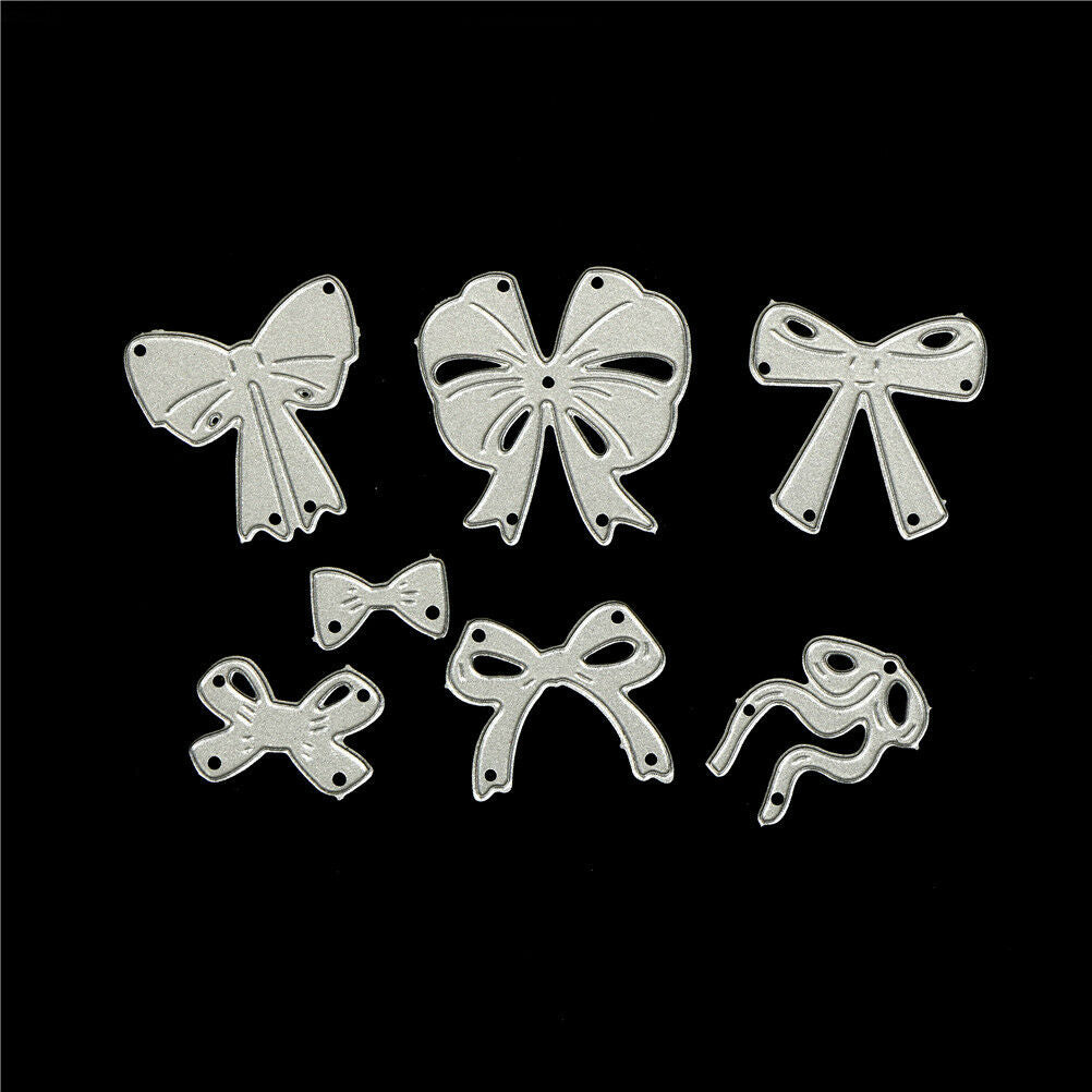 7pcs bow cutting dies stencil scrapbook album paper embossing craft di.l8