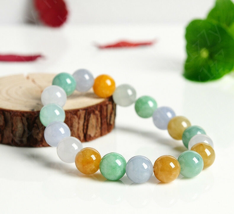 Natural A JADE JADEITE Bead Beads Bangle Bracelet 8mm A Certificate