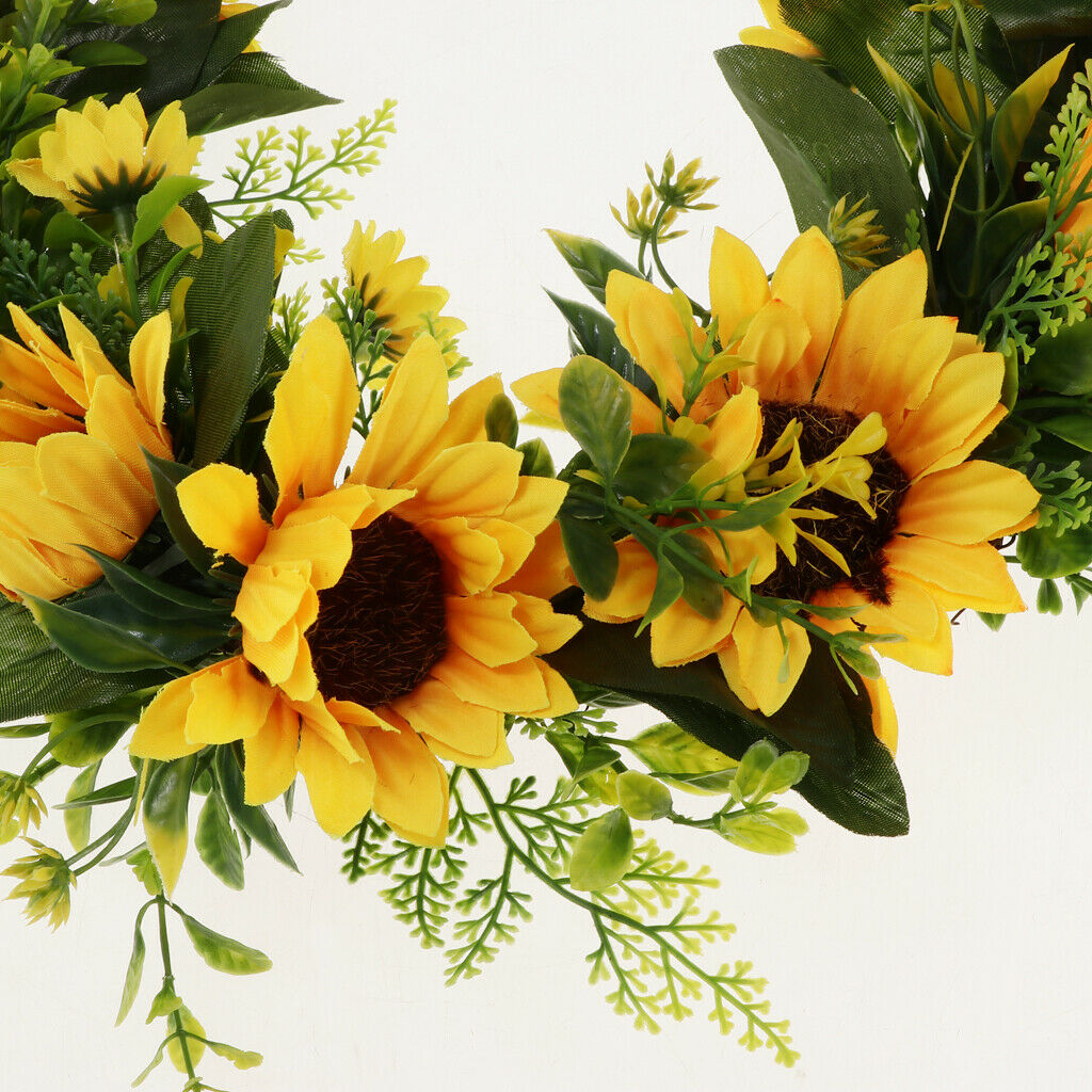 Christmas Artificial Silk Sunflower Wreath Home Front Door Decor
