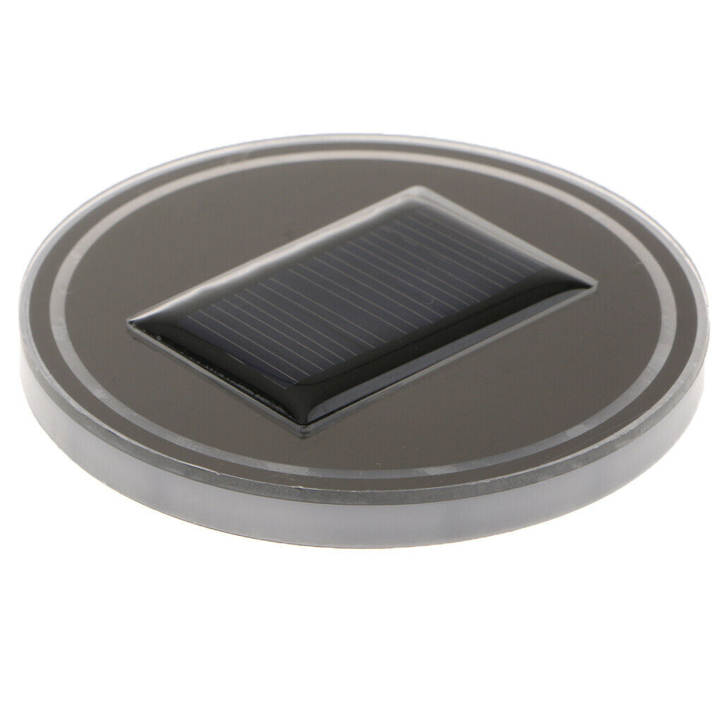 Solar RGB LED Light Cup Holder Bottom Pad Interior Decor Universal Car Party