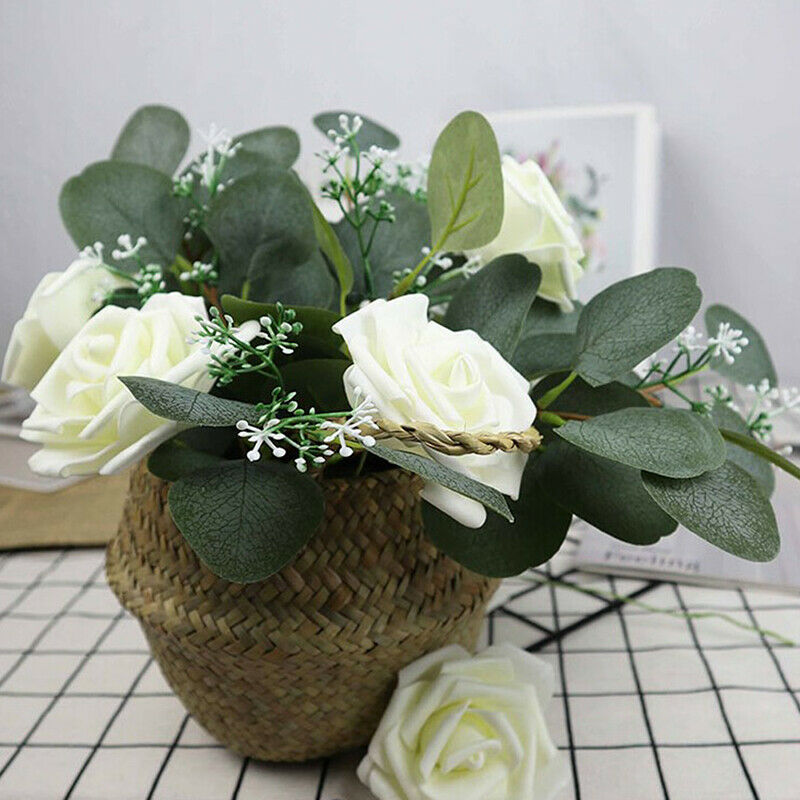 5pcs Artificial Plants Green Eucalyptus Leaves Garden Party Wedding DecoratiFCA