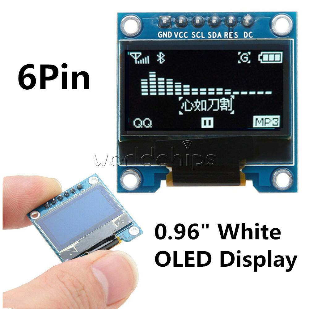 6Pin 0.96" White 12864 SPI&IIC I2C OLED Display Module For Arduino Raspberry Pi