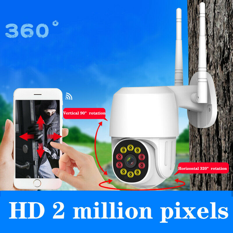 360Â° Wireless CMOS 1080P WiFi  Outdoor IP Camera Home Security IR Webcam w/Light
