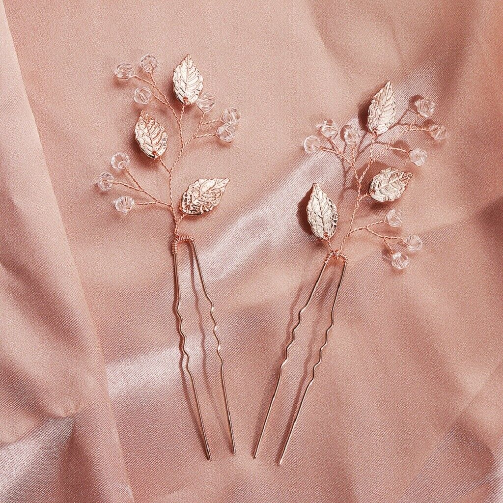 Stunning Leaf Charm Hairpin Tiara Barrette Bridal Prom Hairclip Hair Stick