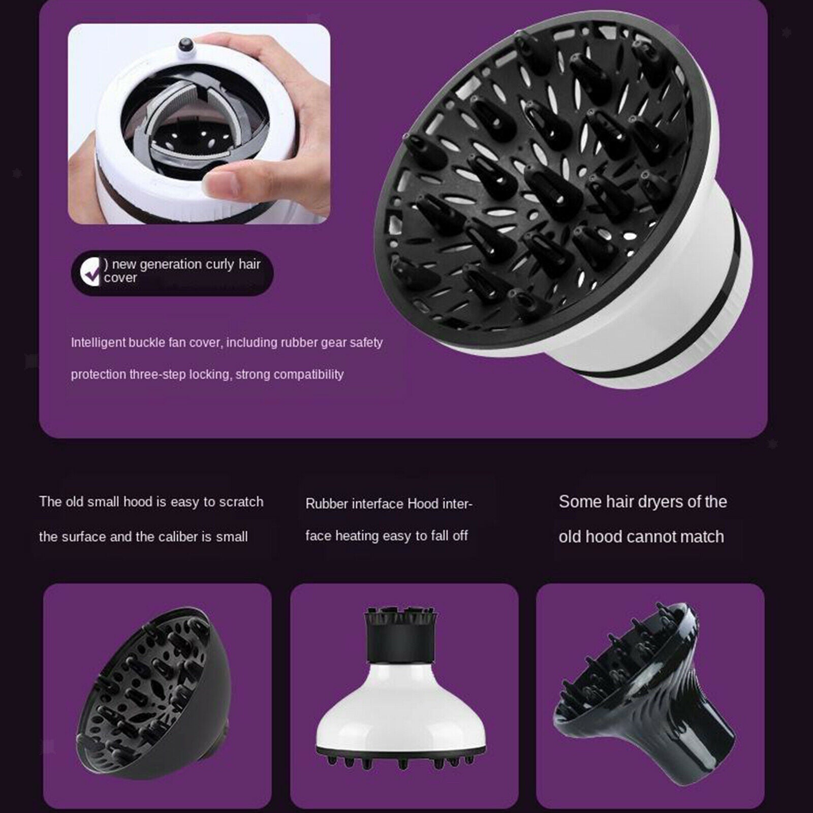 Universal Hair Diffuser for Dryers Suitable for 1.4 Inch to 3.1 Inch