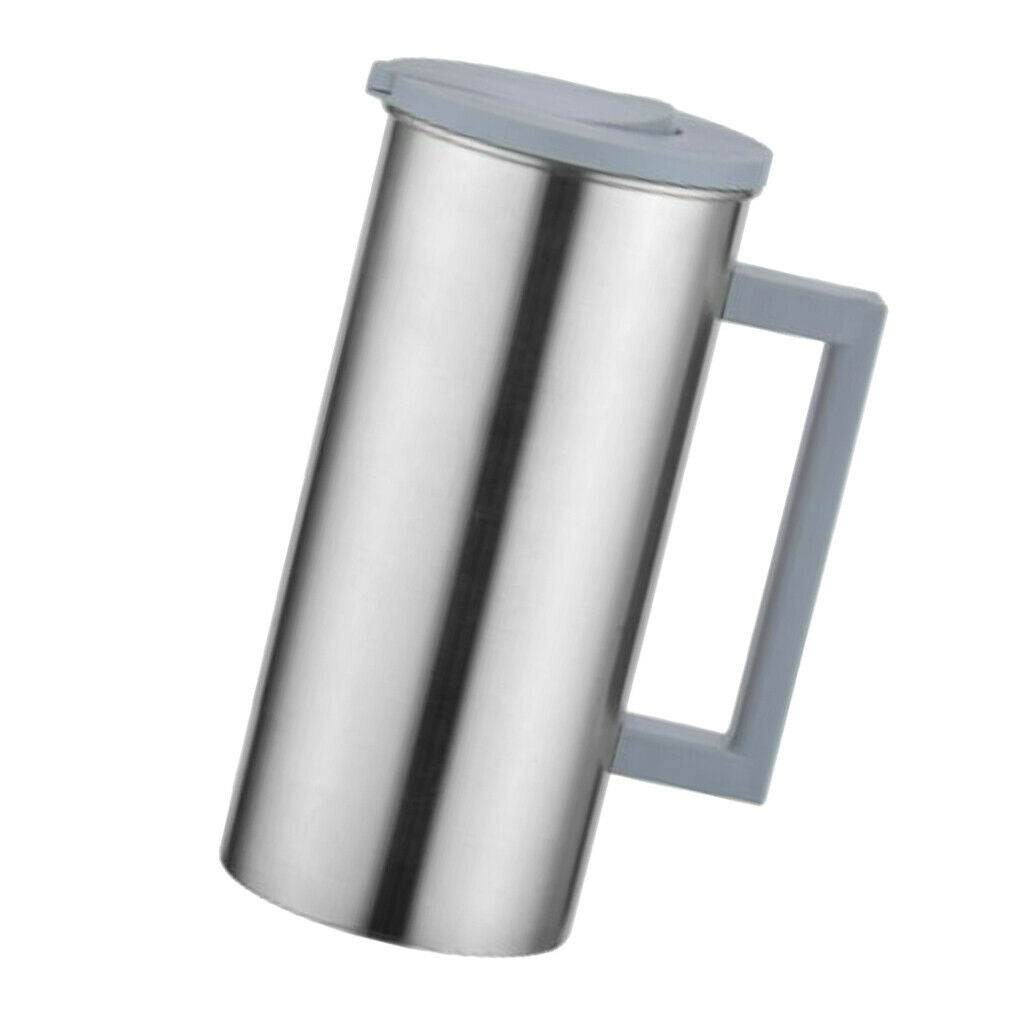 Pack of 2, Stainless Water Pitcher Grey Ice Tea Jar Kitchen Restaurant Cafe