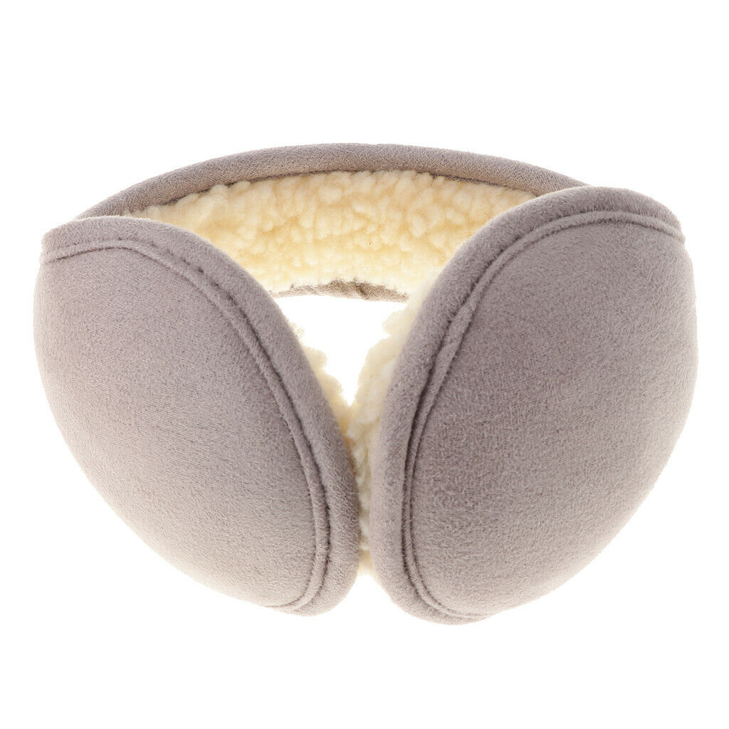 Unisex Plush Foldable Winter Muffs Warmers Headband Sherpa Ear Covers Light Gray