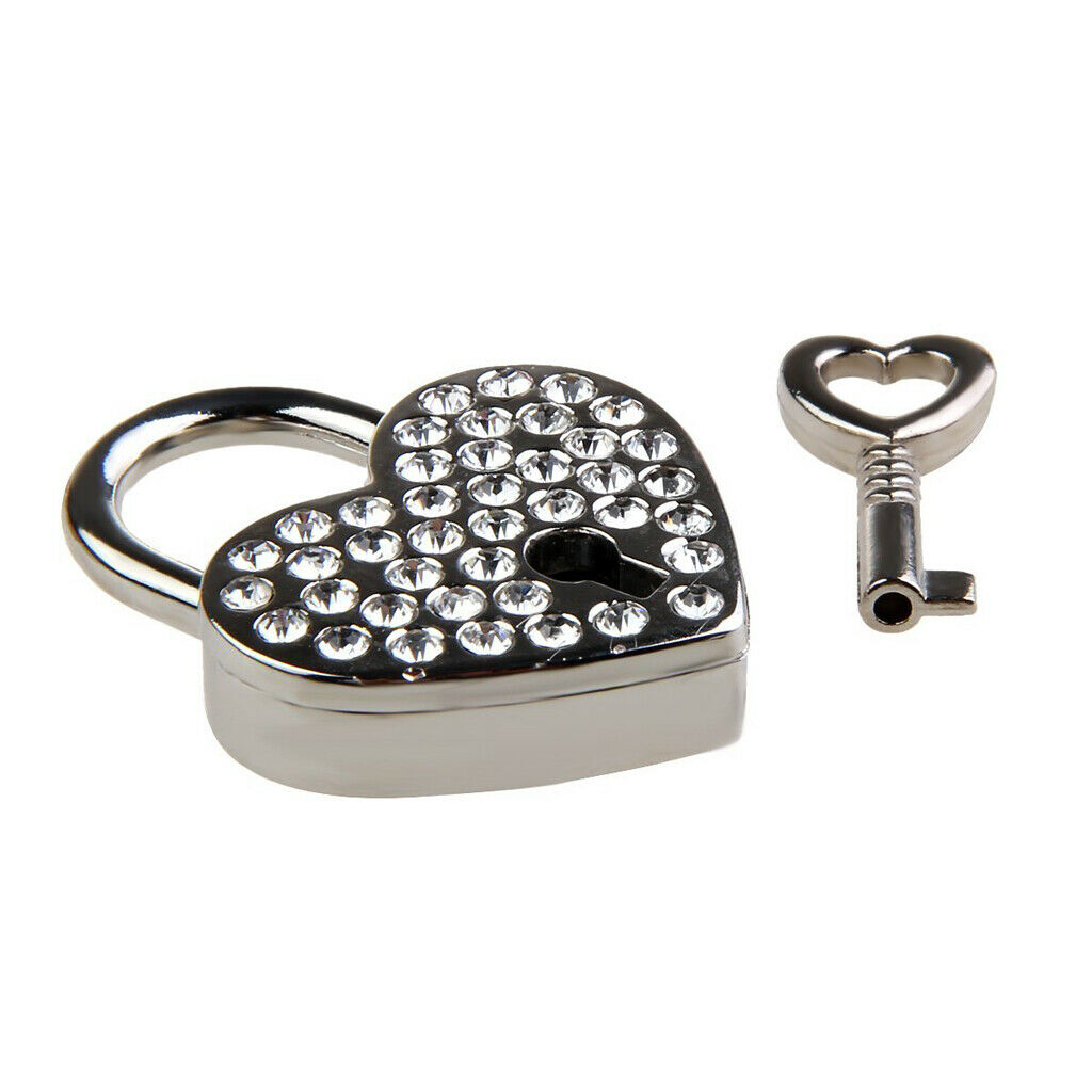 Mini Shining Heart Shape Lock Key Set for Drawers Suitcase Collectibles