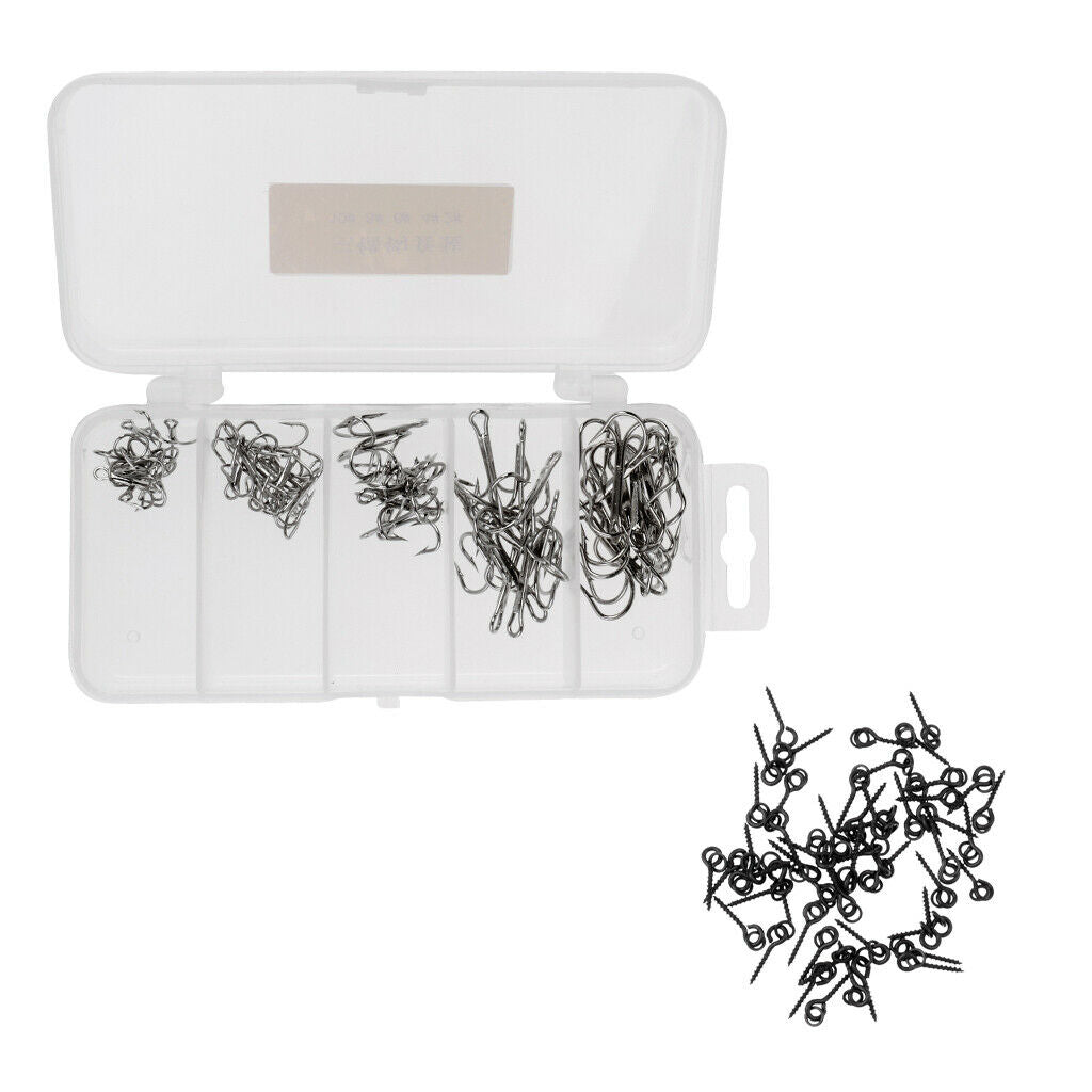 50 Pieces Treble Hooks High Carbon Barbed Box Fishing Hook
