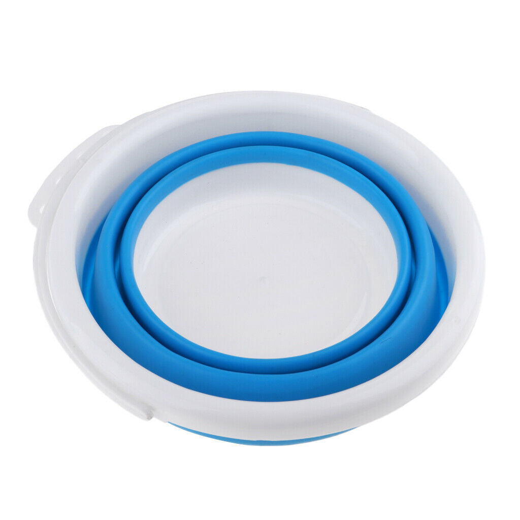 Camping Folding Collapsible Silicone Bucket Outdoor Barrel S Round Blue