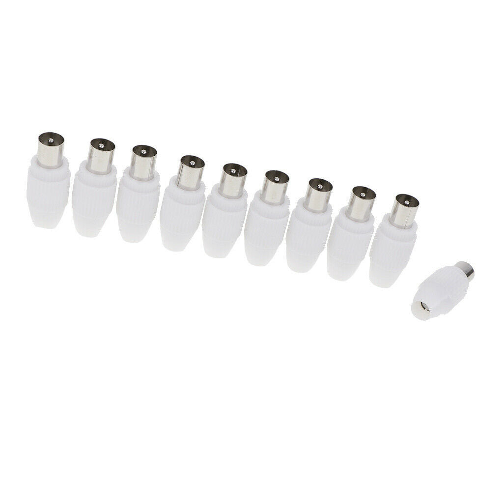 10 X RF Kaox Male To Female Connector For Coaxial Antenna Cable White