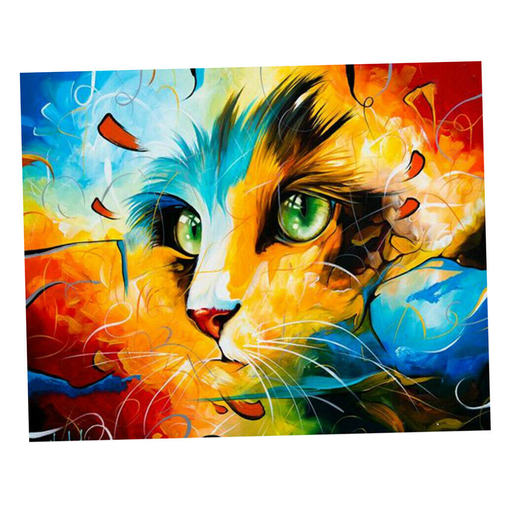 Frameless Paint By Number Kit DIY Canvas Oil Painting Wall Hanging Picture - Cat