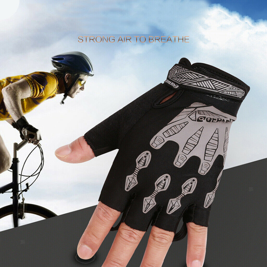 Cycling Gloves Half Finger Bicycle Damping Fingerless Sports Gray XL