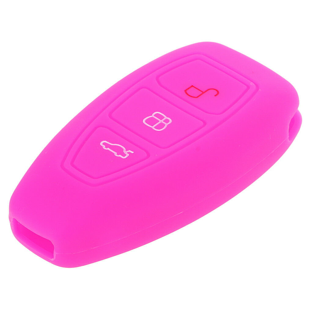 Blue+Rose Silicone Keyless Car Key Fob Case for Ford Fiesta Focus Mondeo