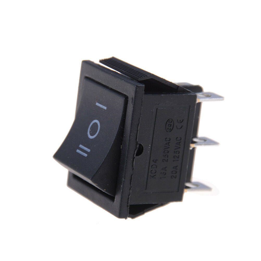 2PCS KCD4 Rocker Switch Black DPDT ON/OFF/ON 6 PIN 16A/250VAC 20A/125VA_.l8
