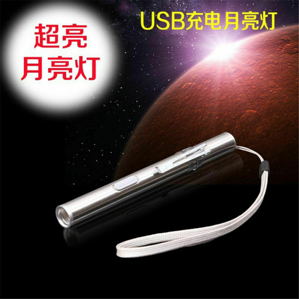 Waterproof Pocket LED Flashlight With USB Rechargeable Torch Mini Penlight Lamp