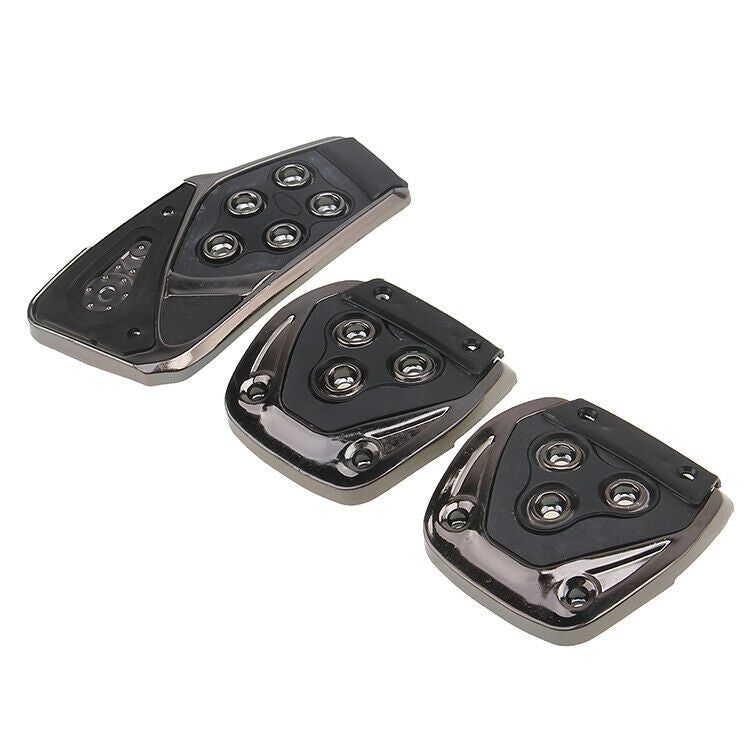 3Pcs Grey Speed Sporty Non-Slip Manual MT Gas Brake Foot Pedal Pad Cover Car