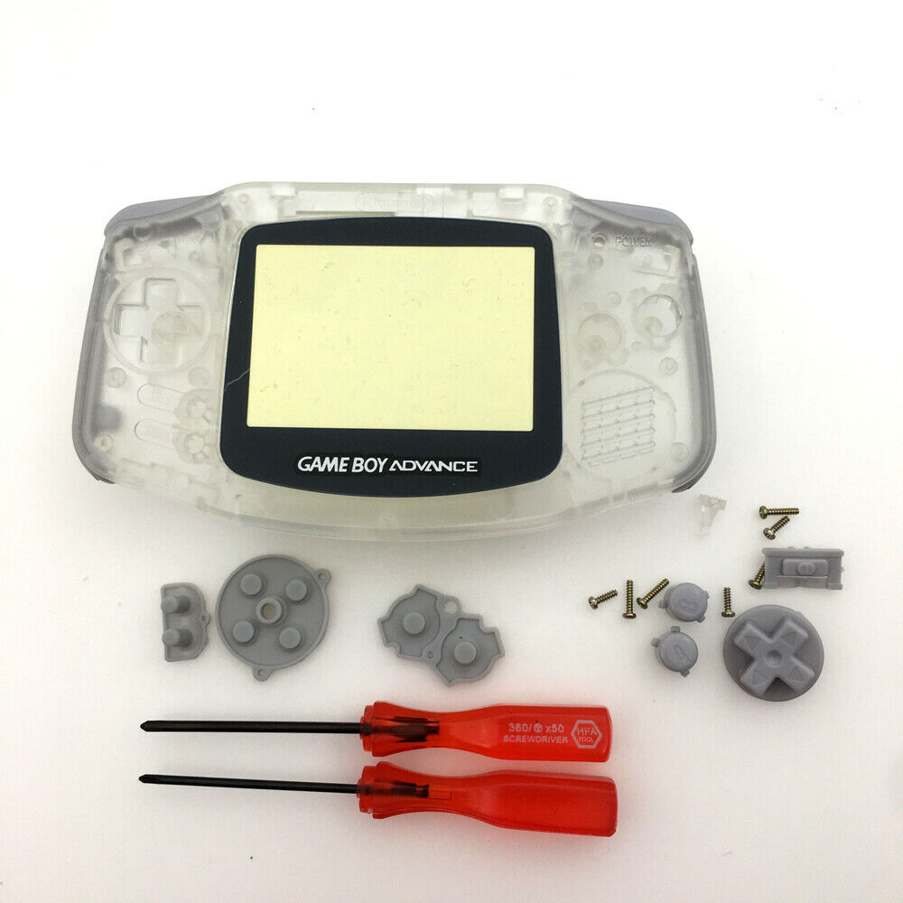 Clear White Housing Shell case Full Mod Repair Parts For Game Boy Advance GBA