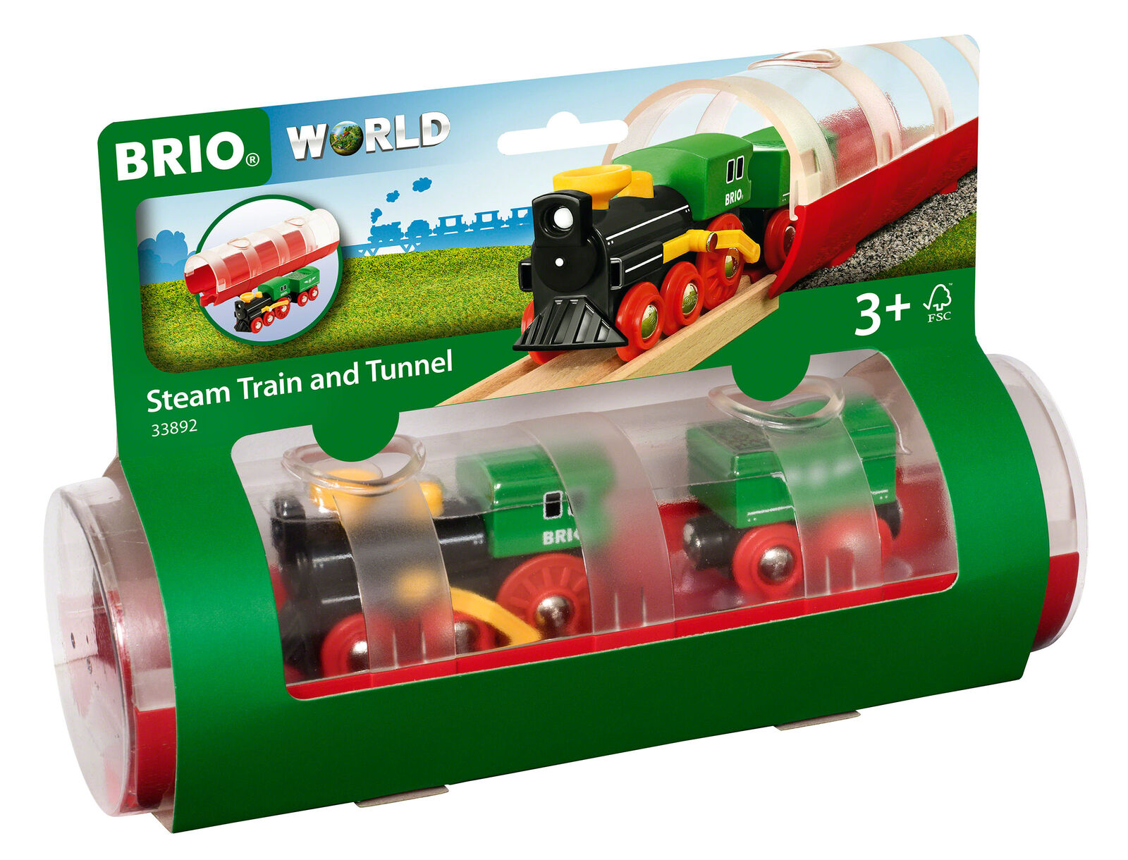 33892 BRIO Tunnel & Steam Engine Train Wooden Railway Track Children Age 3yrs+