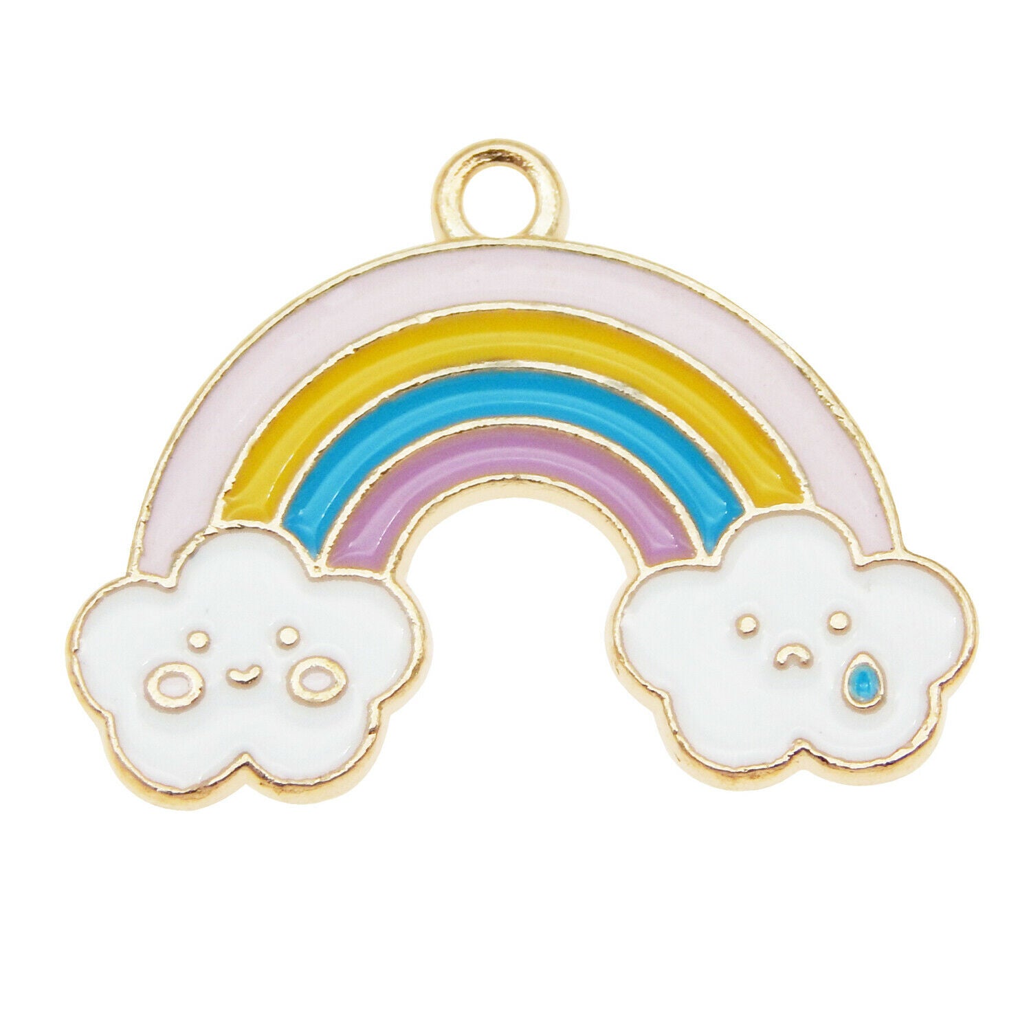 15 Rainbow Enamel Charm Cloud Alloy Pendant Bracelet Craft Jewelry Craft 28x25mm