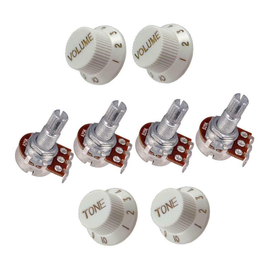4x Guitar Volume Control Knob And 18mm Split Shaft Guitar Volume Tone Pots White