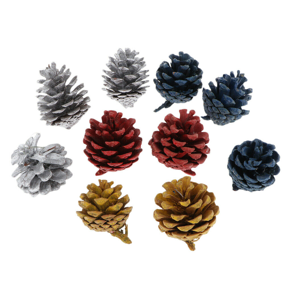 10x Colorful Pine Cones Xmas Tree Pinecone Ornaments for Photo Props 4-5cm