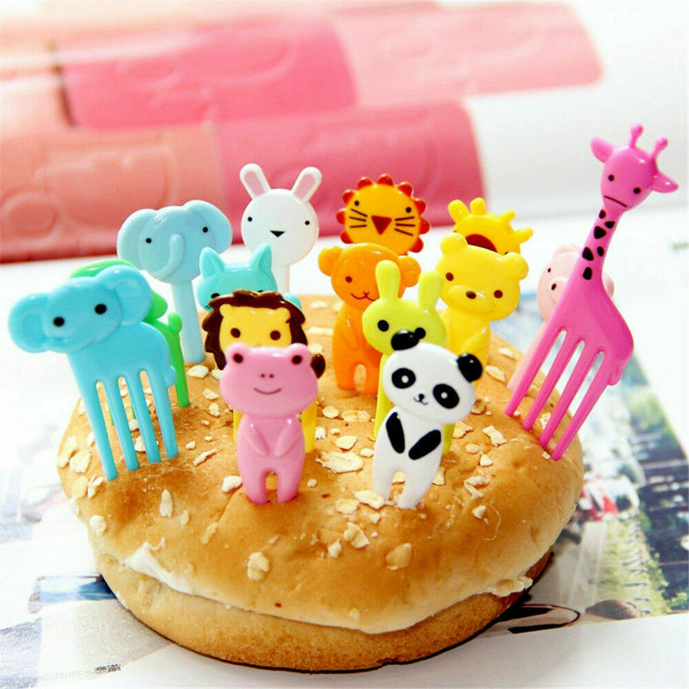 Lot 10x Bento Cute Animal Food Fruit Picks Forks Lunch Box Accessory Decor