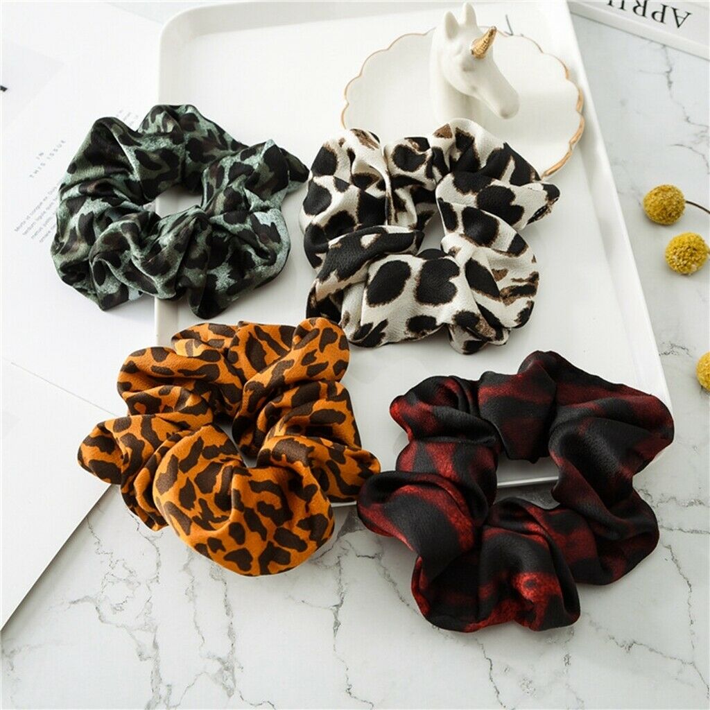 9Pcs Leopard Print Hair Scrunchies Mixed Color Hair Band Stretch Hair Ties