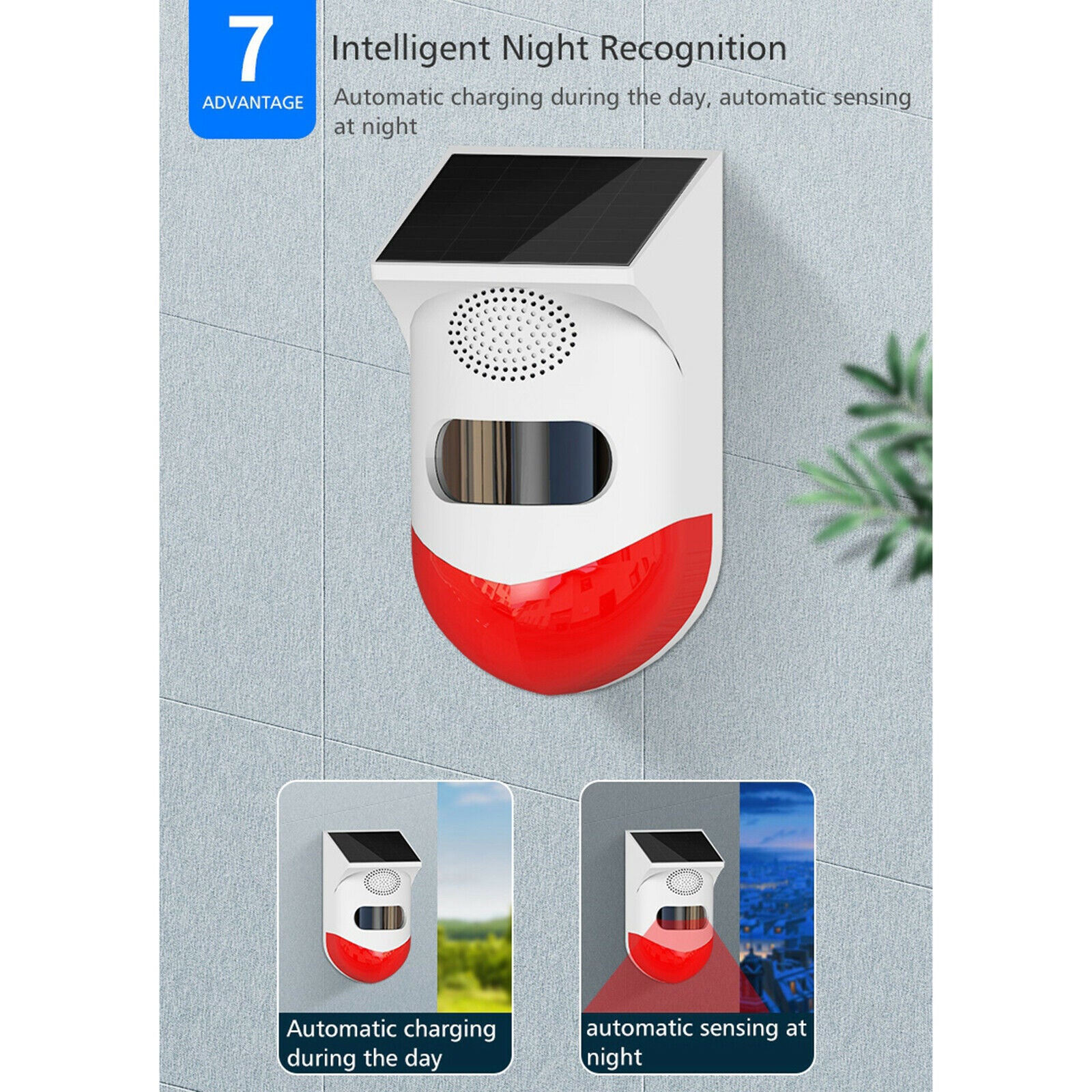 IP67 Solar Alarm Outdoor Infrared Security Warning Motion Sensor Detector