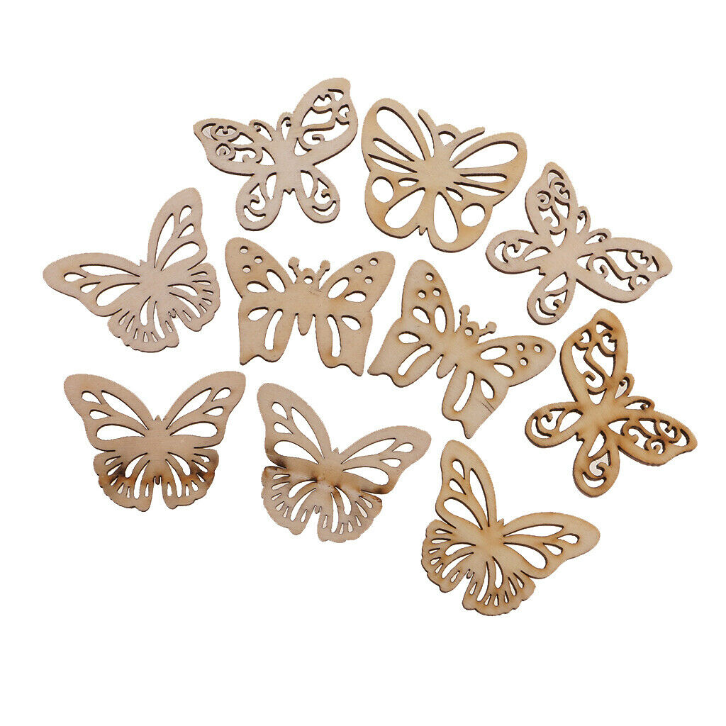 10x DIY Craft Card Making Scrapbooking Natural Wooden Butterfly Decorations