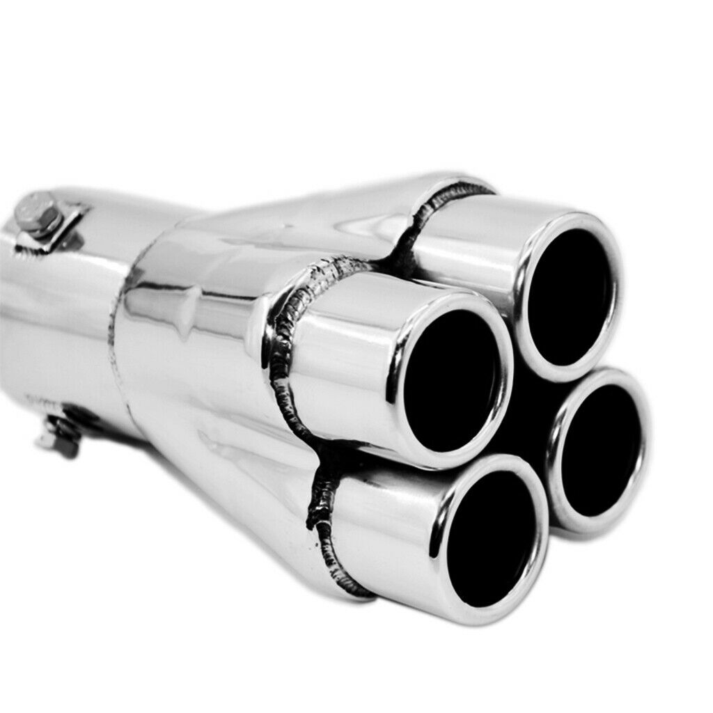 Stainless Steel Car SUV 57mm Exhaust Pipe Tail Muffler Silencer 4 Tips 155mm New